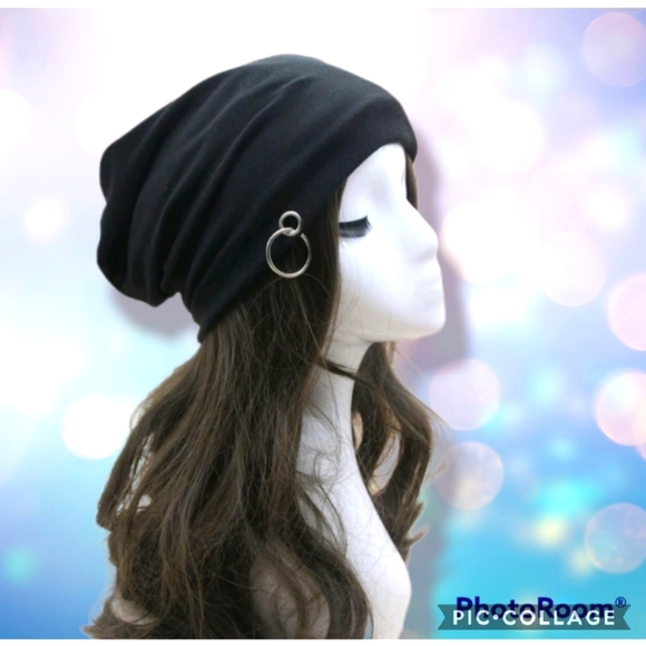 Slouch beanie hat with o-ring detail - Picture 1 of 15
